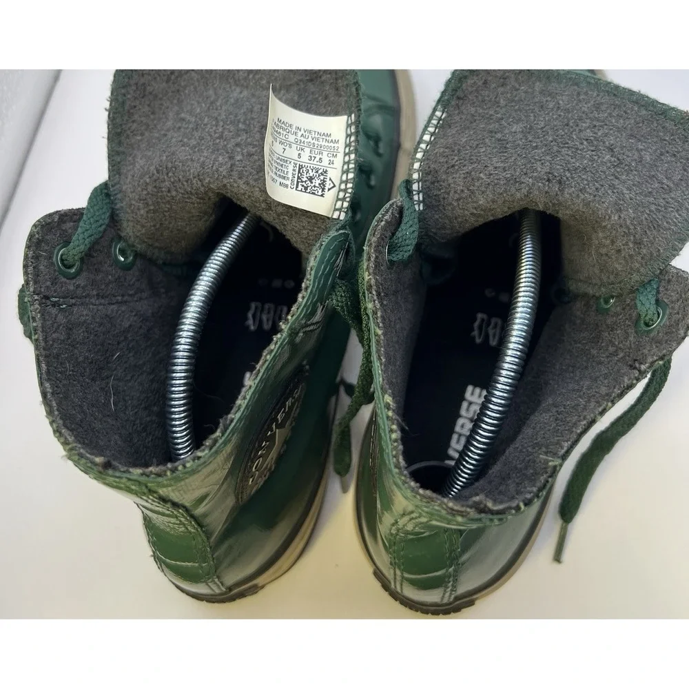 Rubber Converse Chuck Taylor Green High Top Sneakers Unisex W7 M5 Fleece Lined‎ - Picture 12 of 16